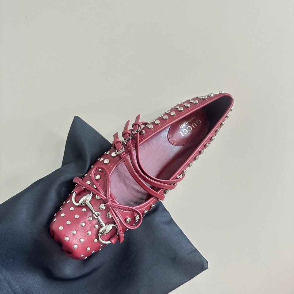 Gucci Women’S Horsebit Ballet Flat Allover Studs Red 821218 Aaeev 6249 view 10