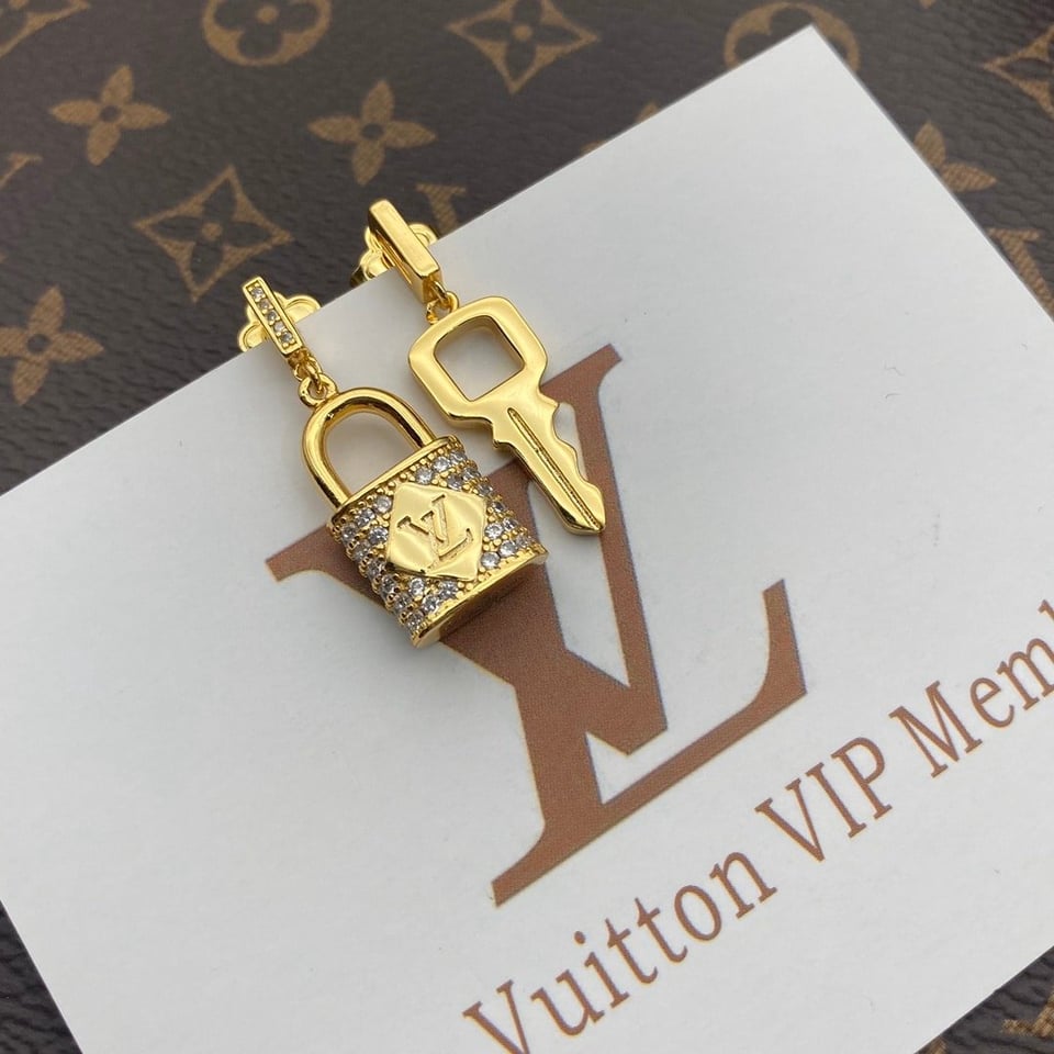 Louis Vuitton Gold Lock And Key Earrings view 3