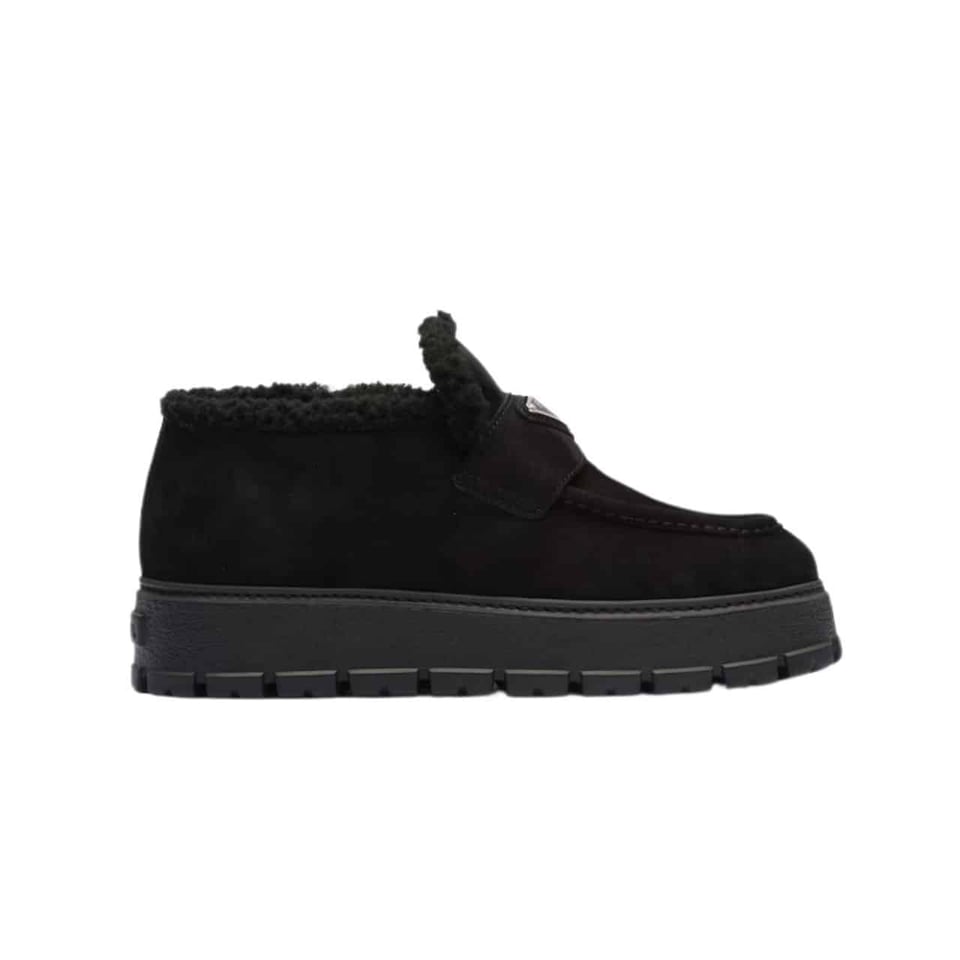 Prada Suede Loafer Booties Black 1D245N 3I2M F0002 F Zb45 view 2