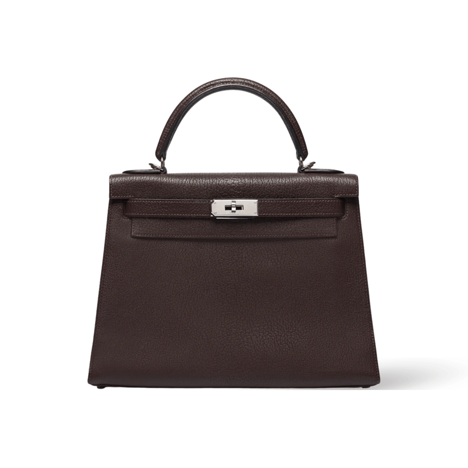 Hermes Kelly 28 Bag In Chocolate Brown Leather For Women 28cm/11in view 2