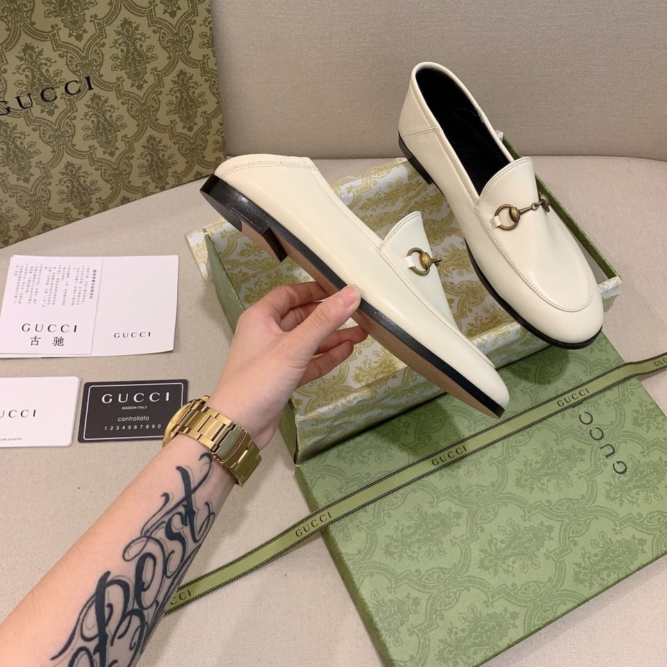 Gucci Women’S Leather Horsebits Loafers White view 4