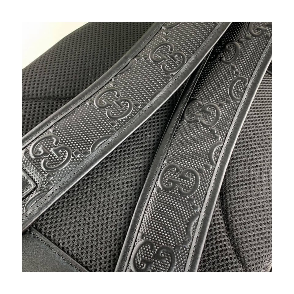 Gucci GG Embossed Backpack in Black Leather view 11