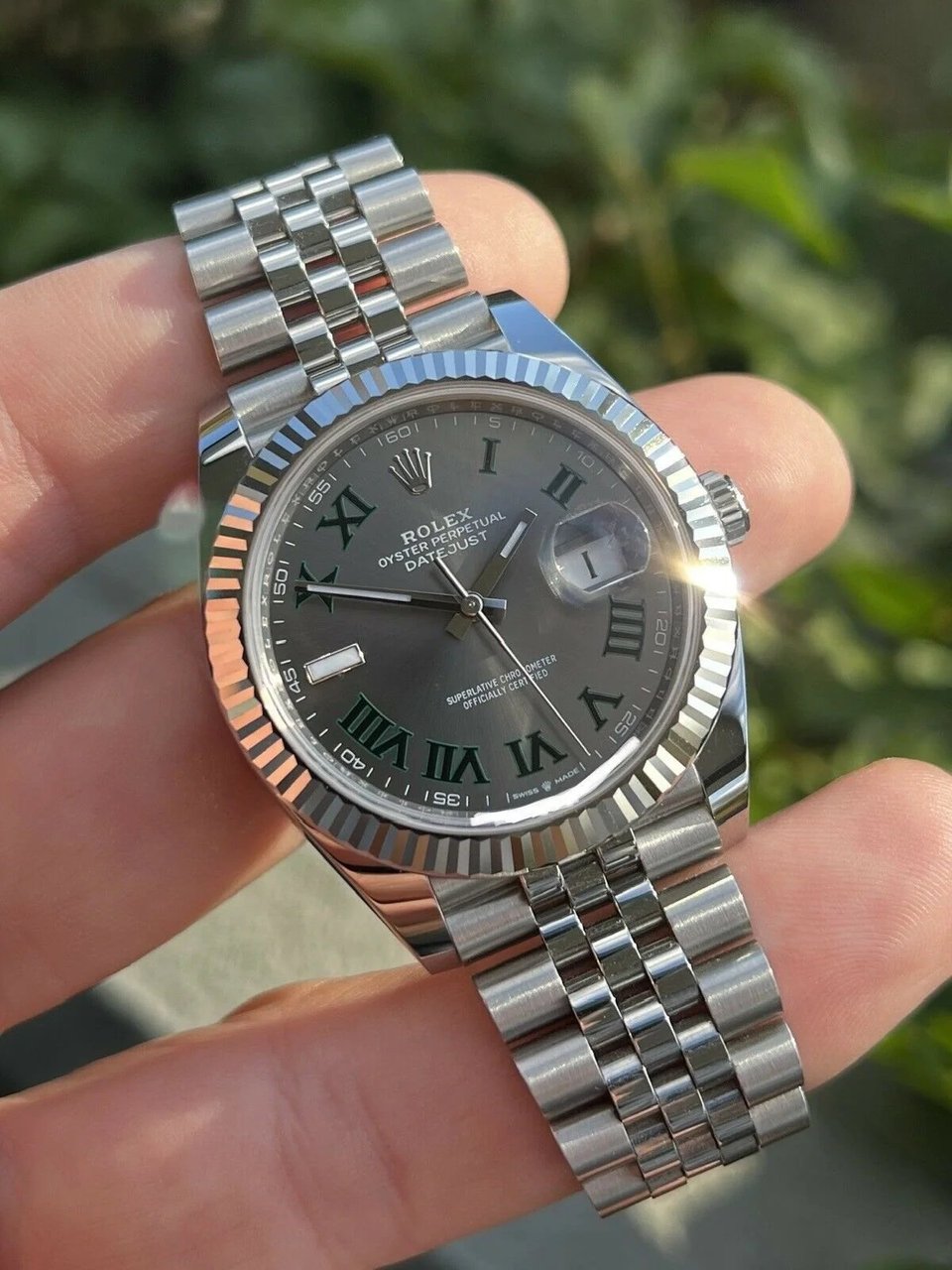 Rolex Datejust 41mm Rhodium Dial 126334 “Wimbledon” Flutted / Jubilee view 10