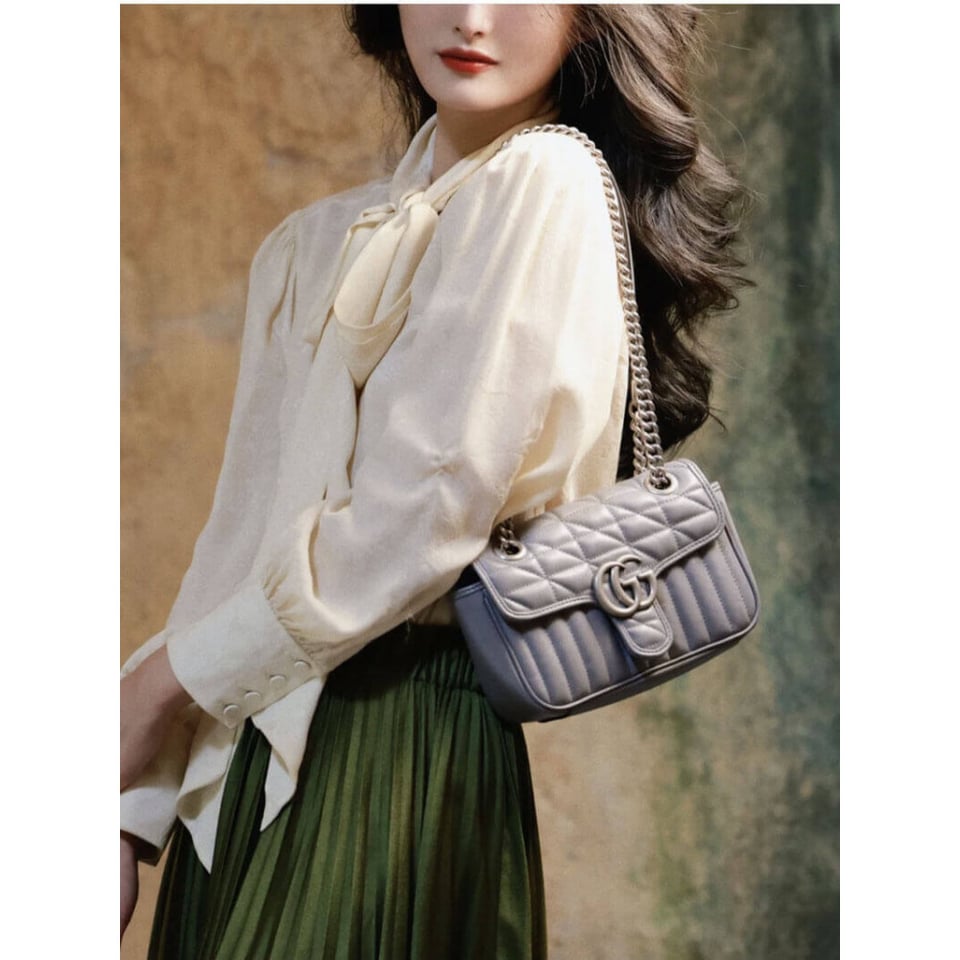 Gucci GG Marmont Mini Shoulder Bag Grey view 8