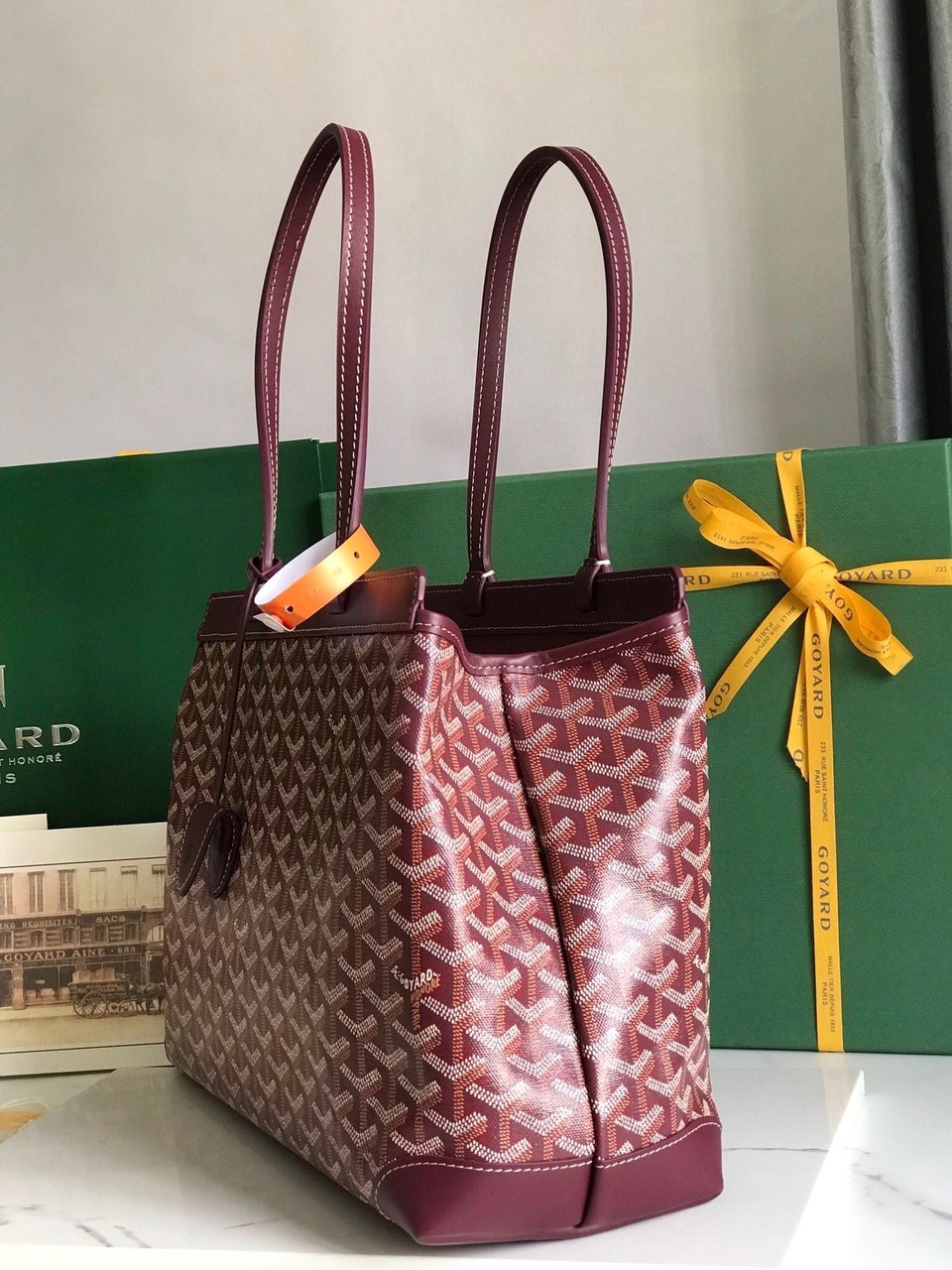 Goyard Bellechasse Biaude Pm Bag 36cm Wine Red Goyardine Canvas And Calfskin Trim view 4