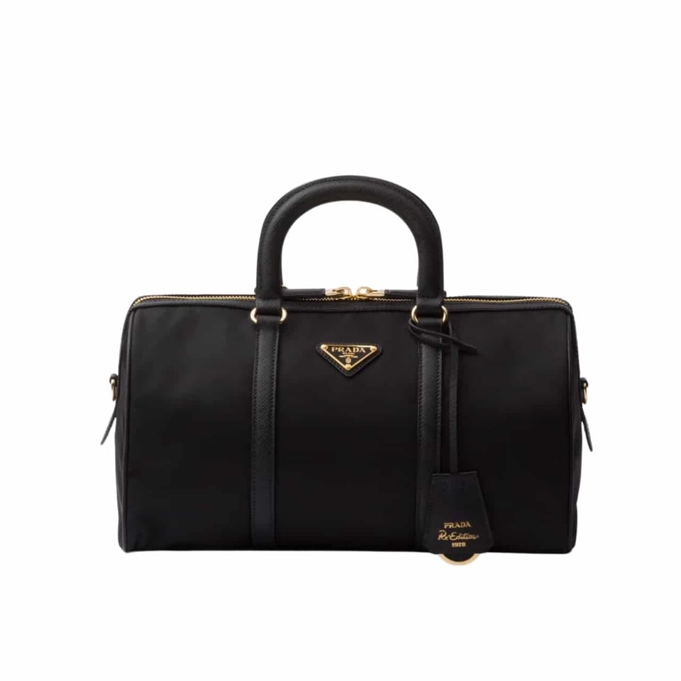 Prada Re Edition 1978 Re Nylon X Saffiano Medium Top Handle Bag Black 31Cm view 2