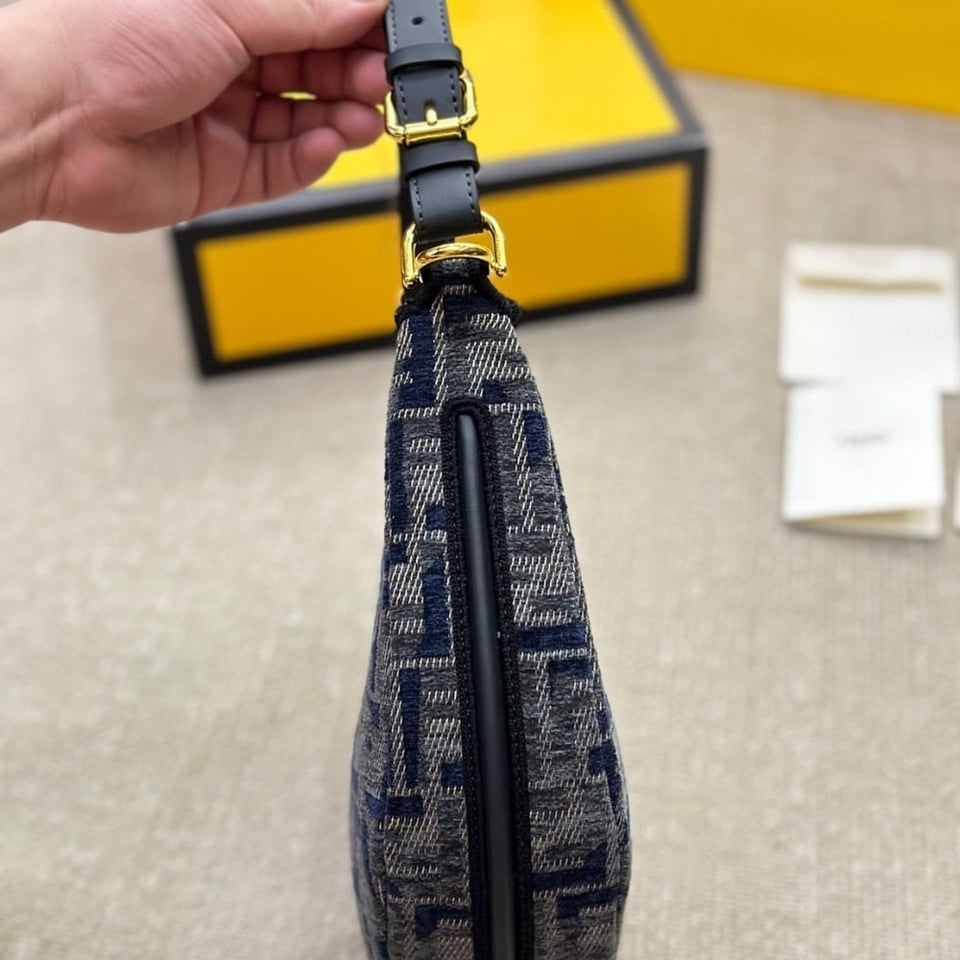 Fendi Fendigraphy Small Dark Blue Ff Chenille Bag 30Cm view 5