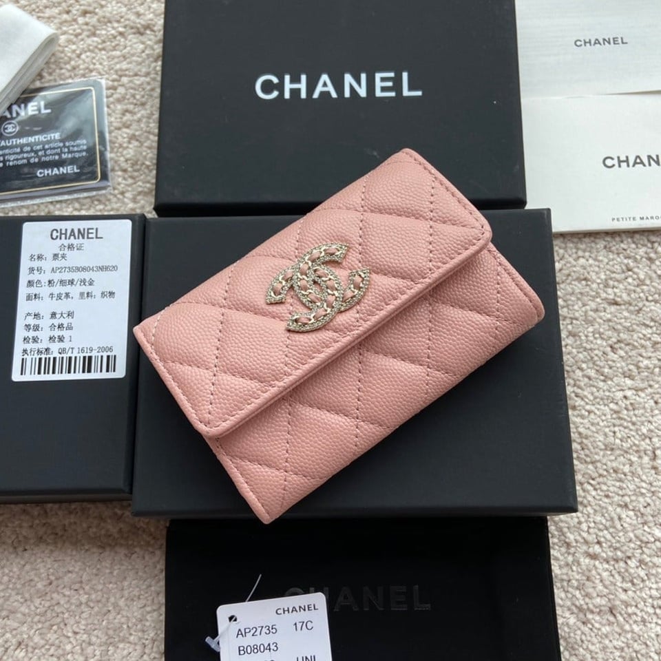 Chanel Small Wallet 11Cm Black Caviar Light Gold Leather Hardware view 3
