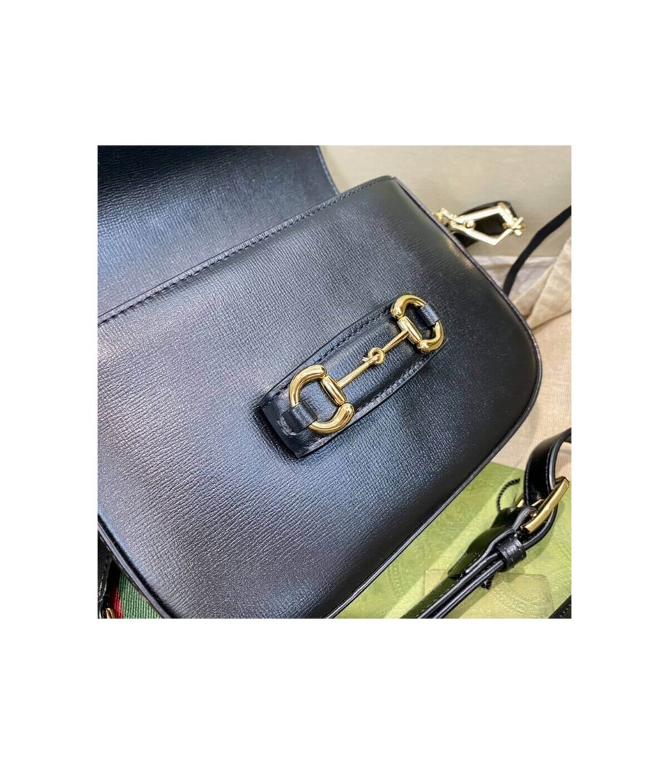 Gucci Horsebit 1955 Mini Bag in Black Leather 20.5cm/8.1in view 15