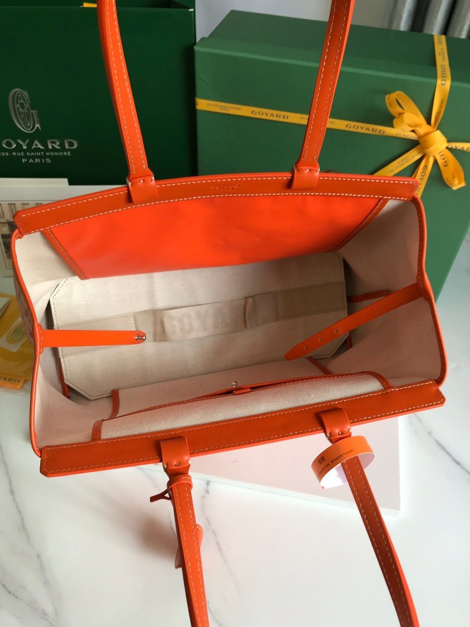 Goyard Bellechasse Biaude Pm Bag 36 Cm Orange Goyardine Canvas And Calfskin Trim view 7