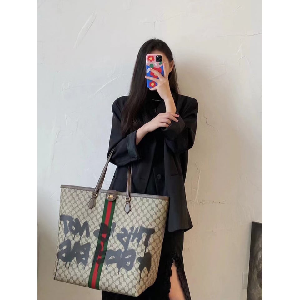 Balenciaga x Gucci Hacker Graffiti Large Tote Bag view 3