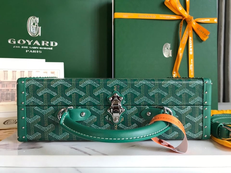 Goyard Grand Hôtel Trunk Bag 24.5cm Green Goyardine Canvas And Calfskin view 3