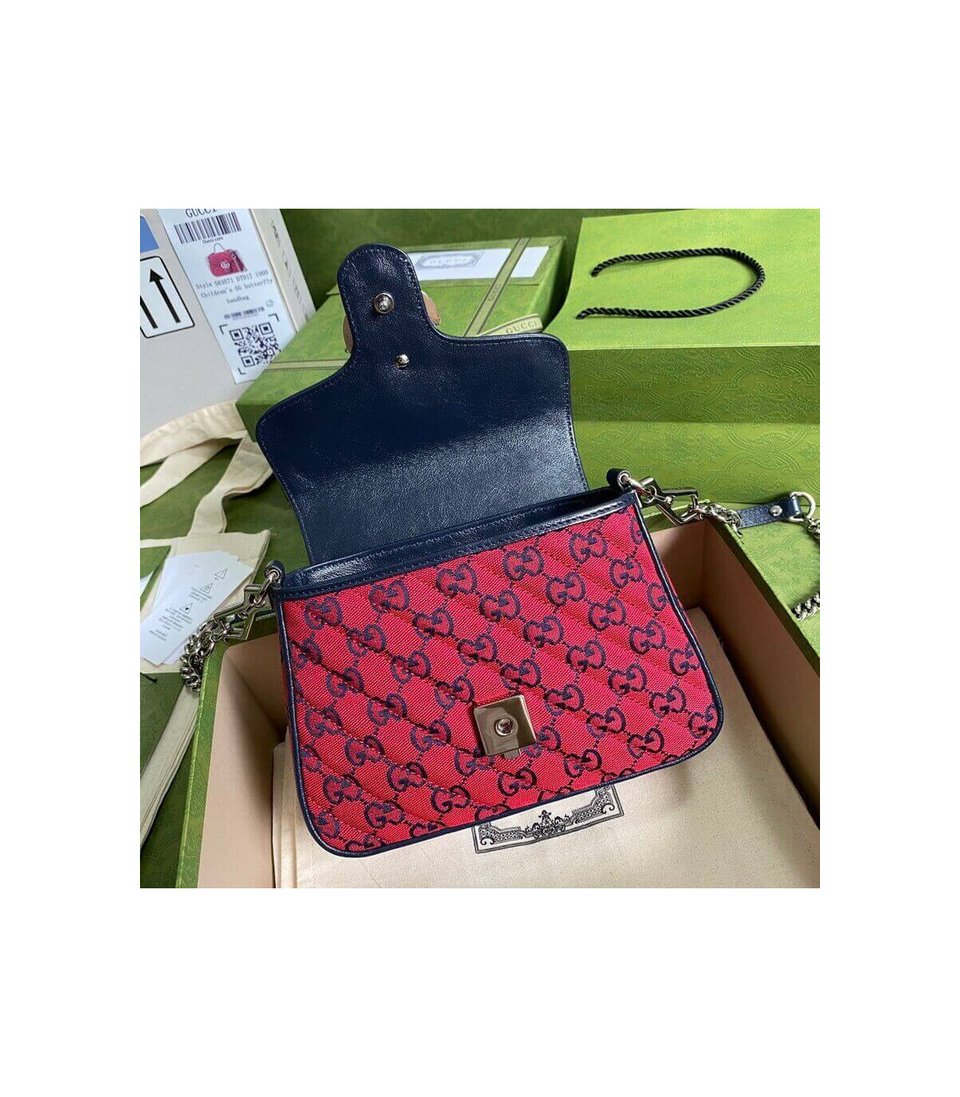 Gucci GG Marmont Multicolour Mini Top Handle Bag Red view 7