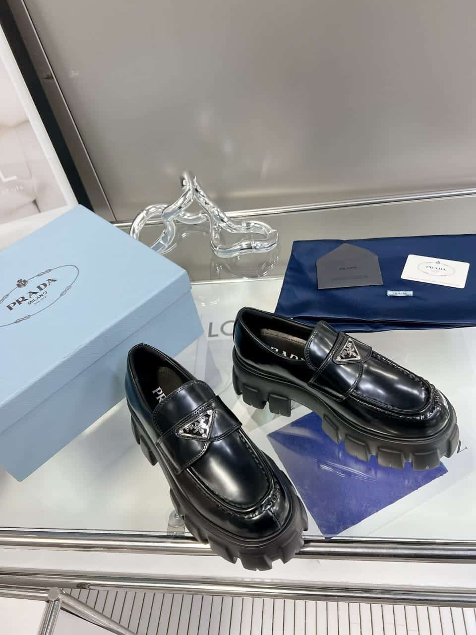 Prada Brushed Leather Monolith Loafers 1D649Mb4Lf0002Fb055 view 9