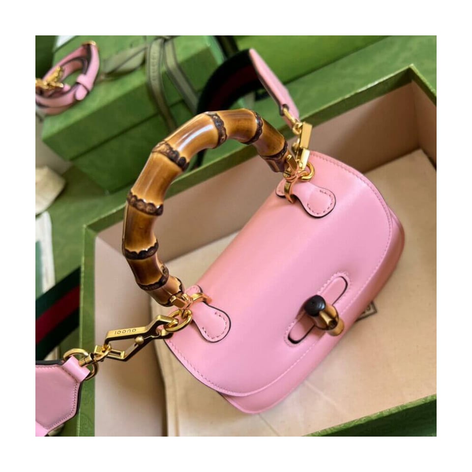 Gucci Mini Top Handle Bag with Bamboo Pink view 8