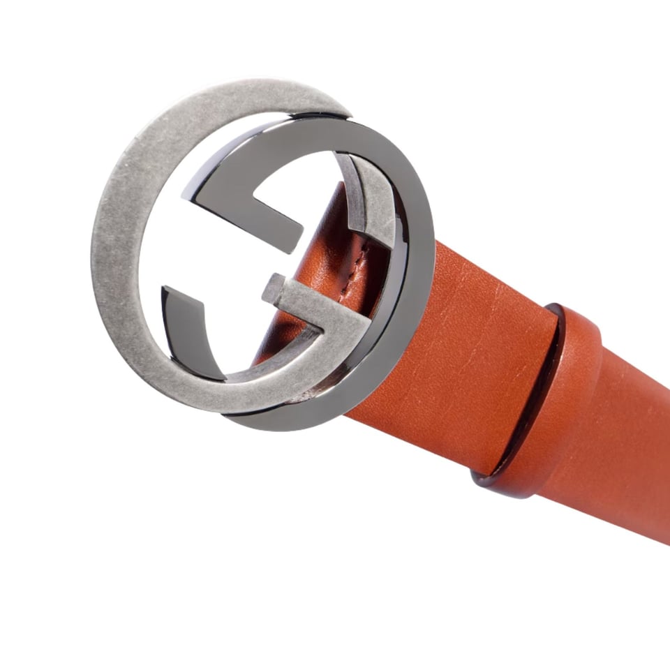 Gucci Wide Belt With Interlocking G Buckle Russet Leather 874733 CVE0X 2240 view 3