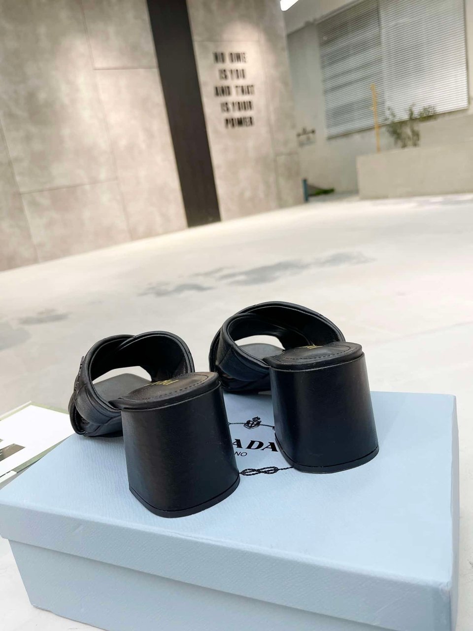 Prada Crossover Nappa Leather Sandals In Black view 7