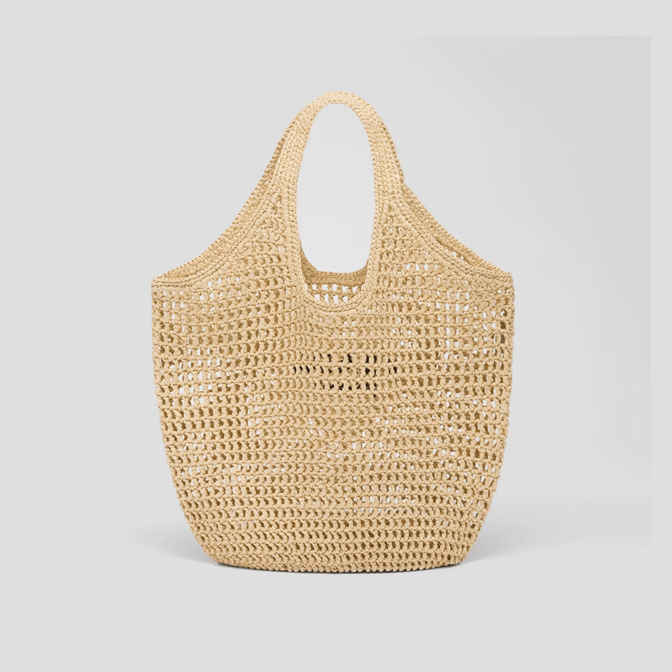 Prada Raffia Tote Bag Beige Straw Beach Bag 51 cm view 7