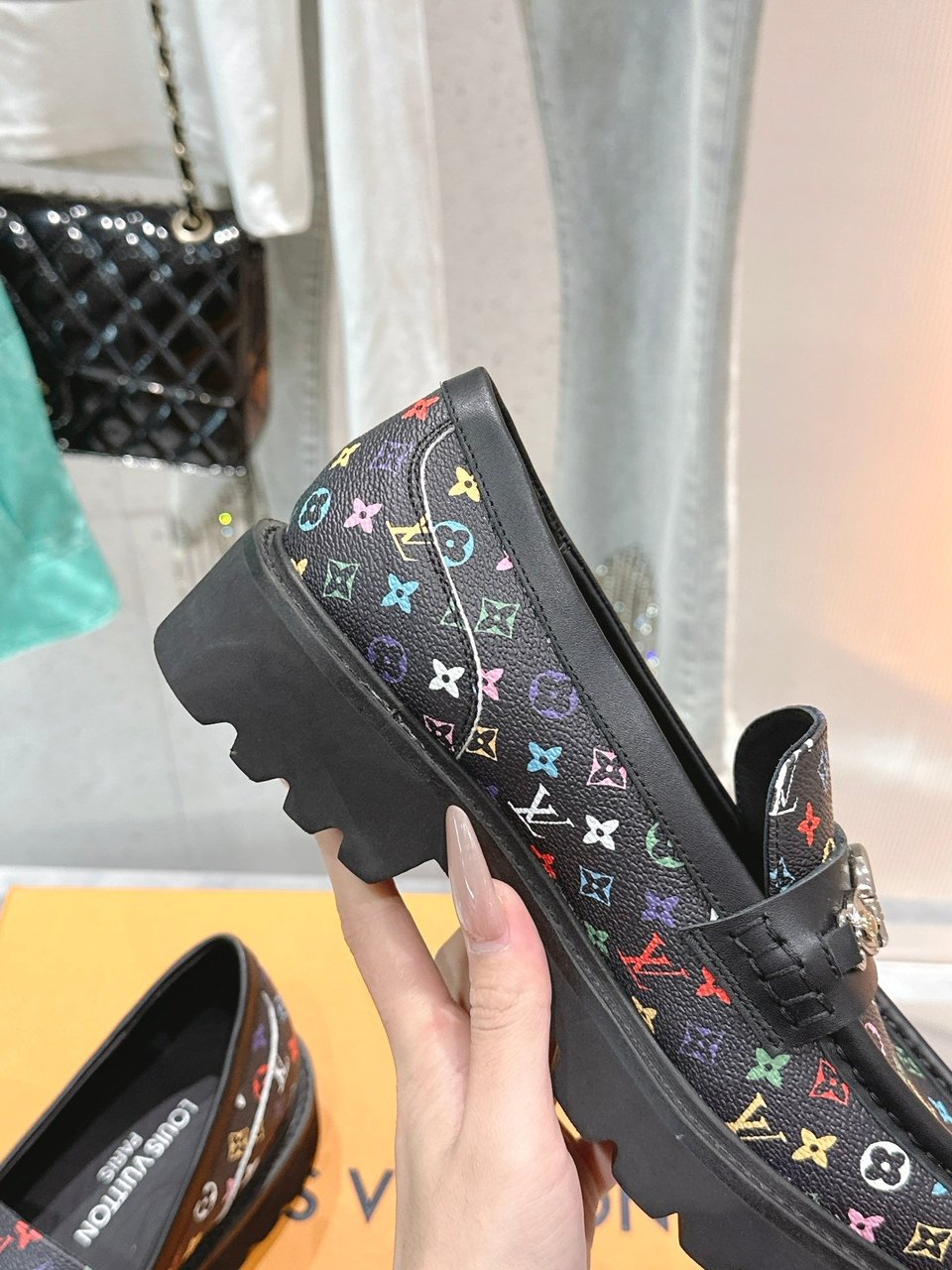 Louis Vuitton LV Monogram Multicolor Black Loafers – Women’s Shoes view 10