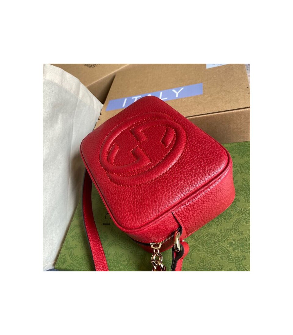 Gucci Soho Small Leather Disco Bag Red view 8