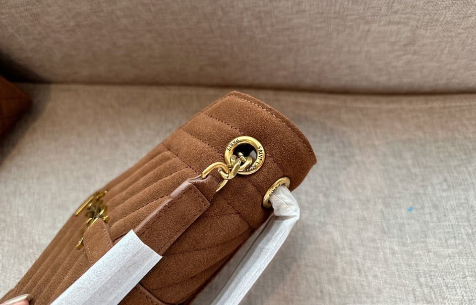 Saint Laurent Le 5 A 7 Bea In Suede Golden Leaf 55Cm Suede Shoulder Bag Brown 24Cm view 7