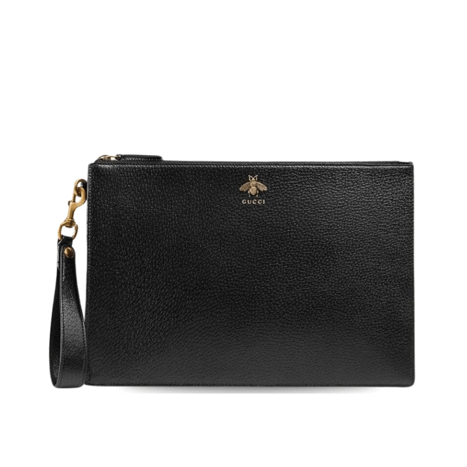 Gucci Animalier Pouch Black with Bee Detail 12in/31cm For Men view 2