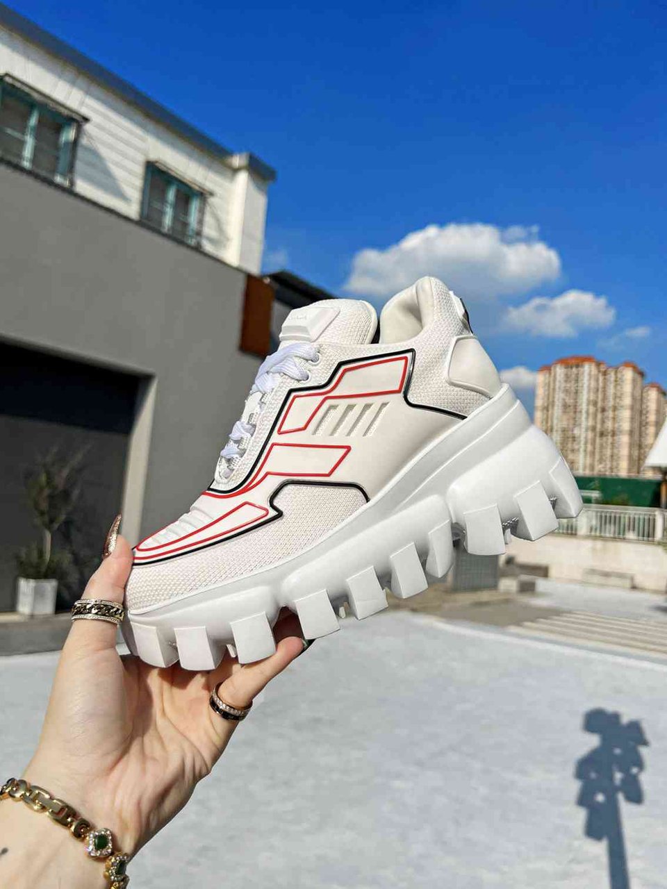 Prada Cloudbust Thunder Sneakers With White And Red 2Eg2933Lgnf0009 view 5