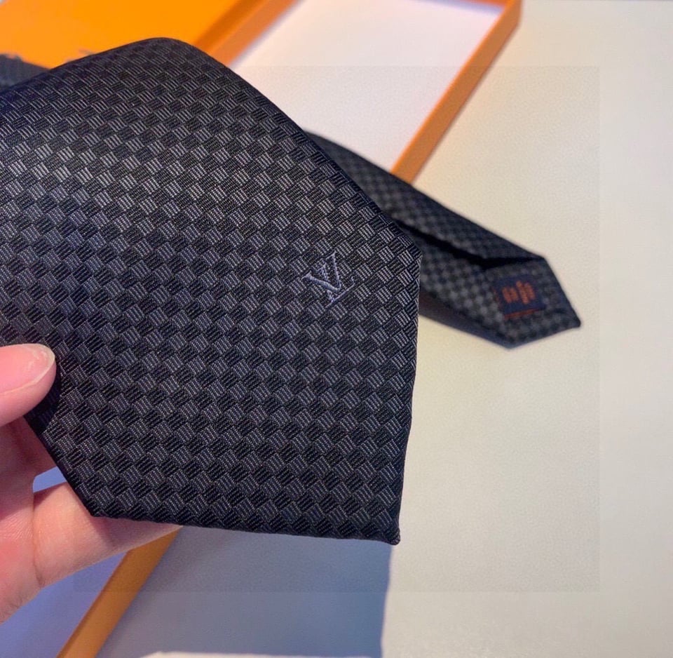 Louis Vuitton Black Geometric Woven Canvas Tie For Men view 4