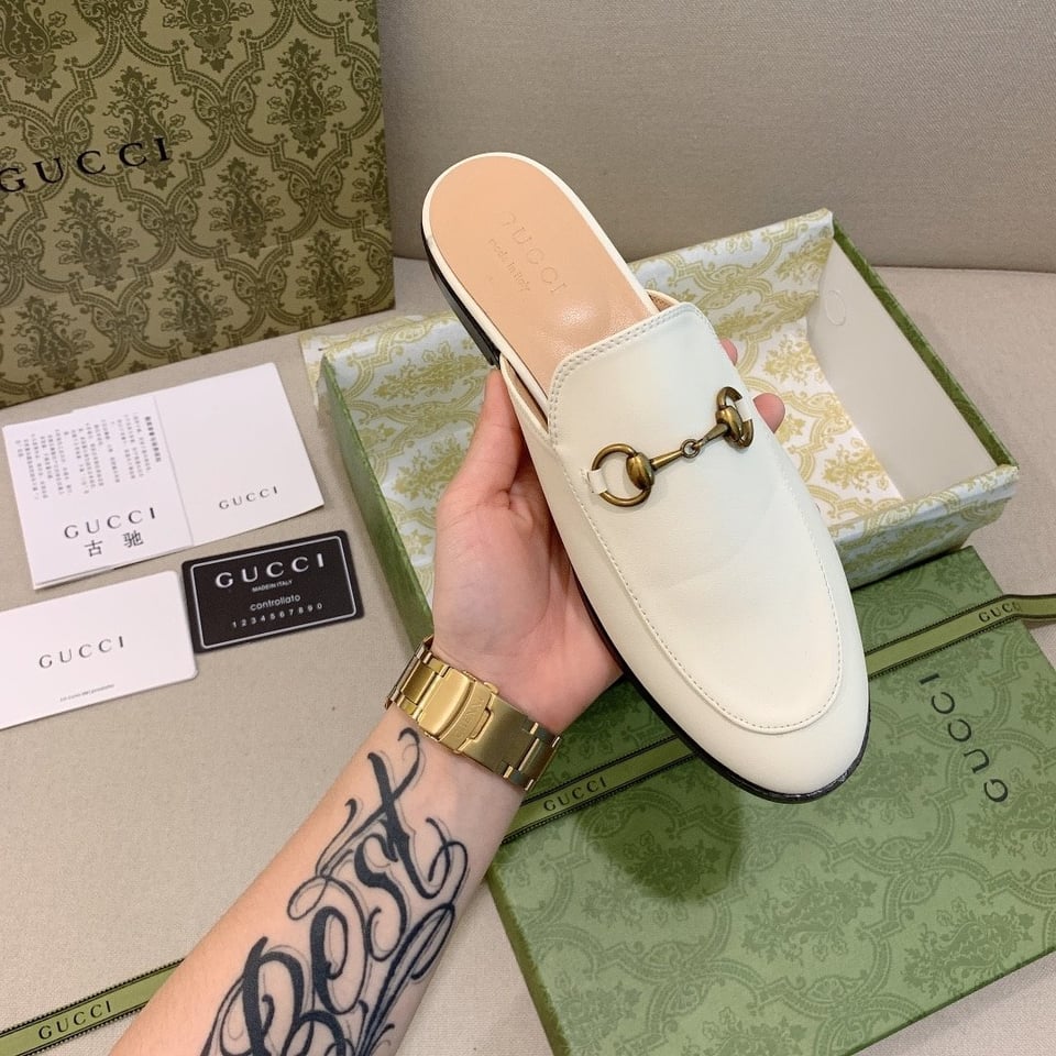 Gucci Princetown Leather Slipper White view 6