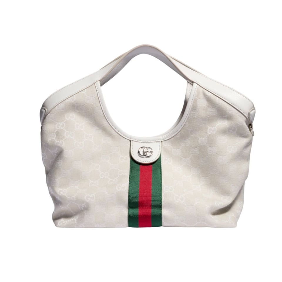 Gucci Giglio Small Tote Bag 25cm/9.8in Ivory GG Canvas 860845
