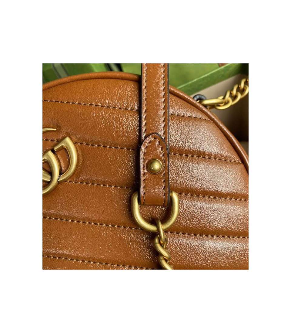 Gucci GG Marmont Mini Round Shoulder Bag Brown view 9