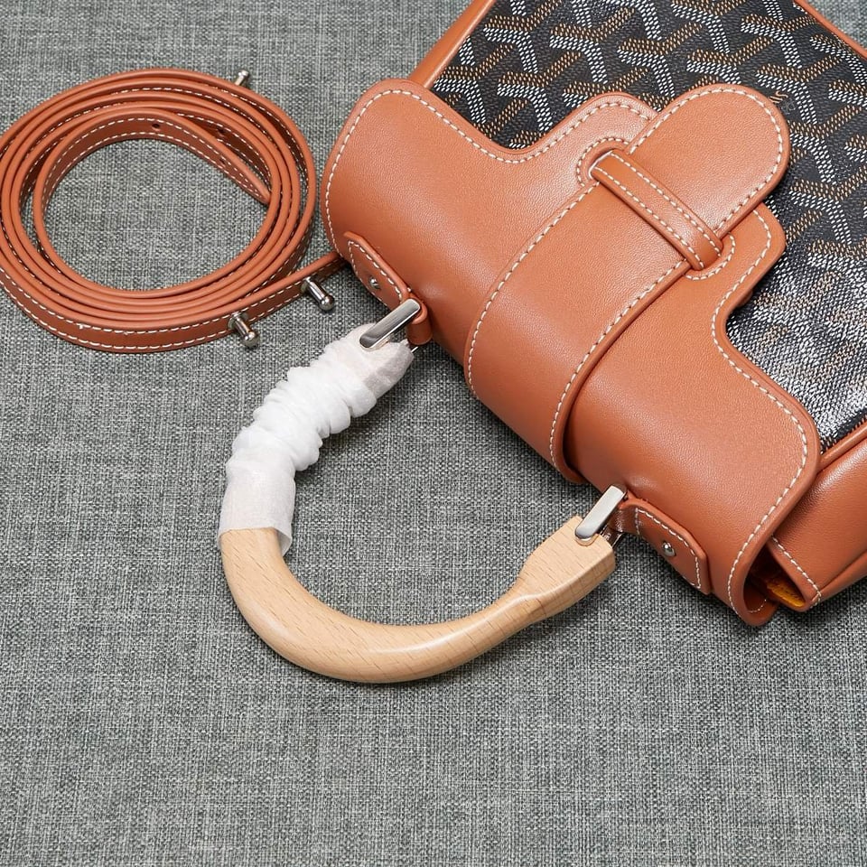 Goyard Saigon Souple Mini Bag Black And Tan Canvas 20cm view 7