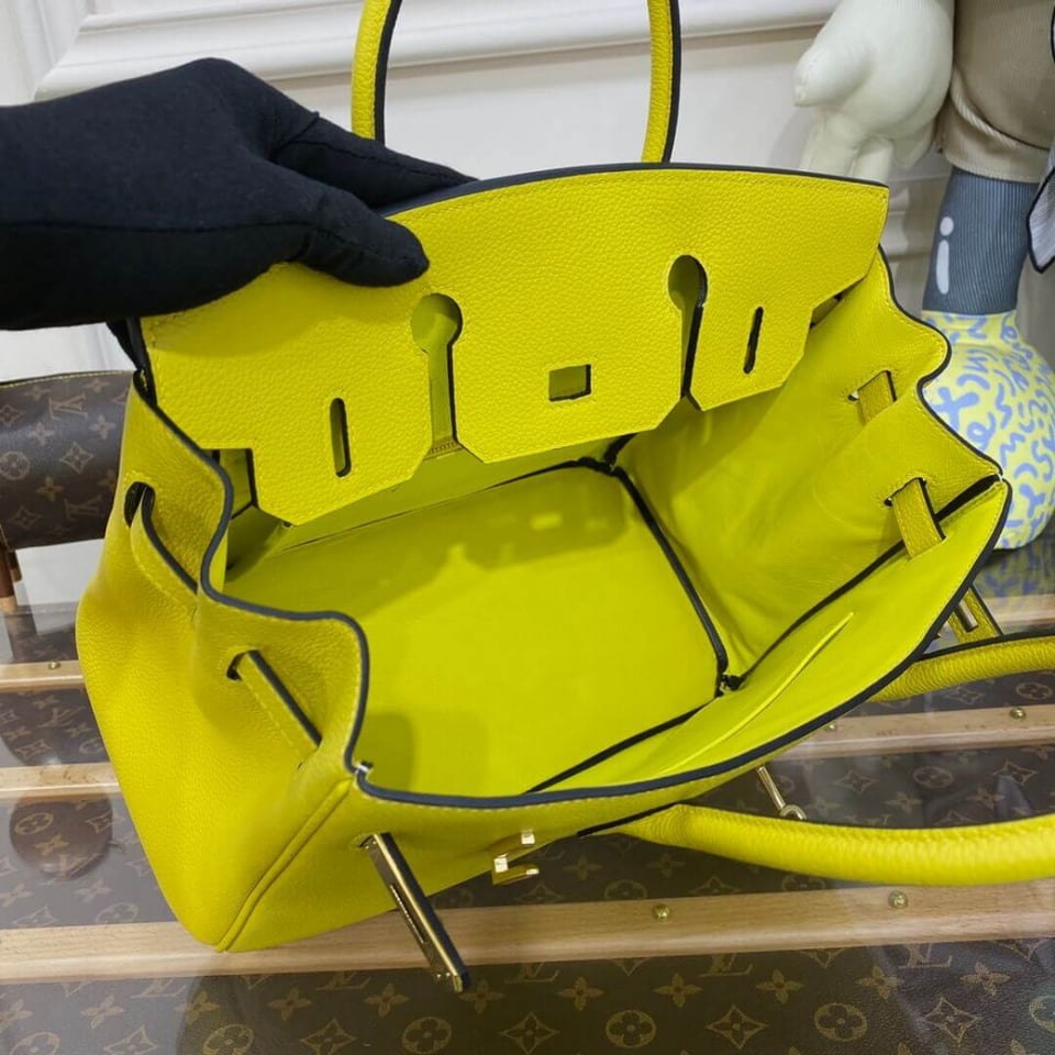 Hermes Birkin 30 Bag Lime Gold Hardware Togo Leather view 12