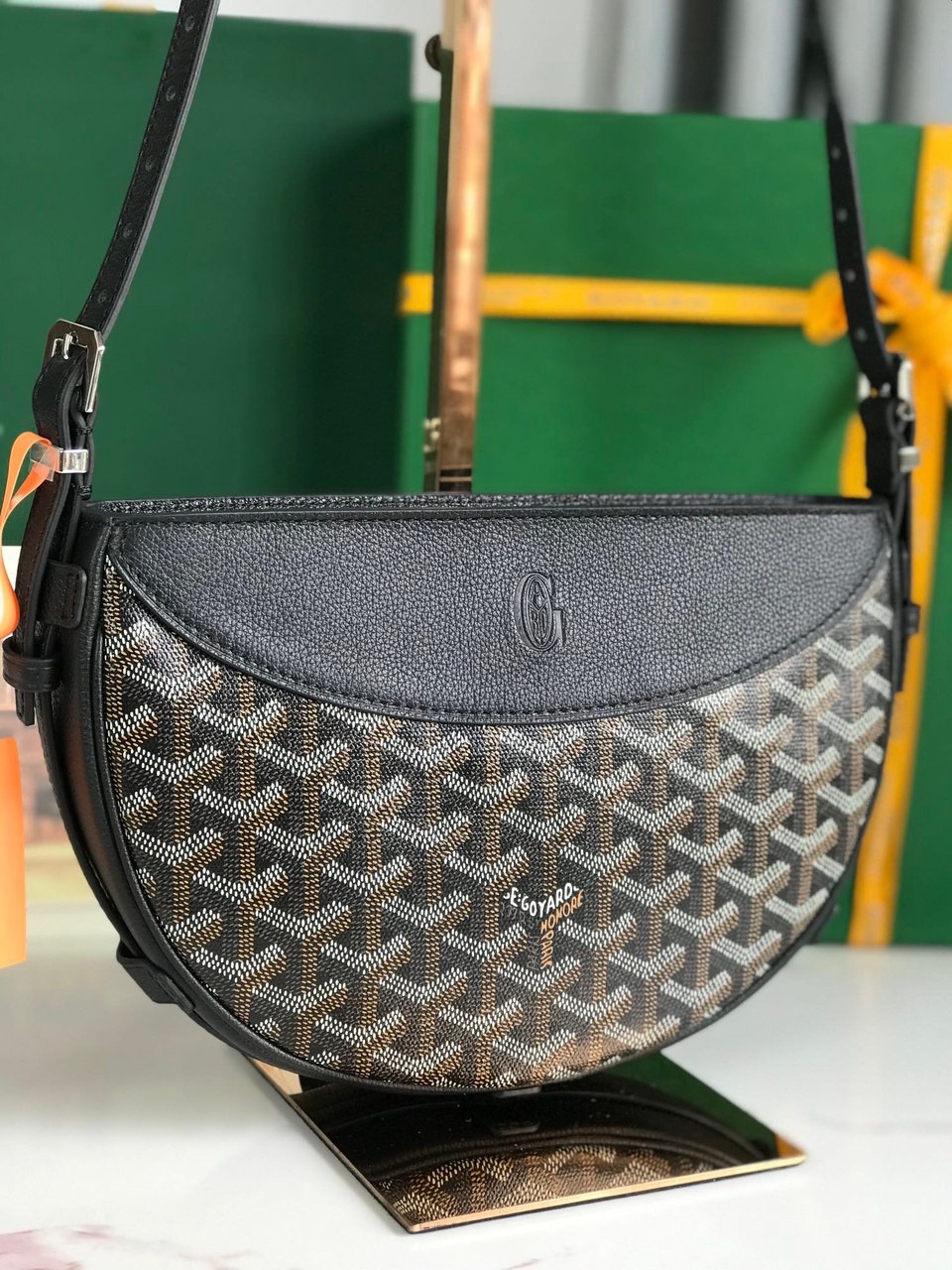Goyard Hirondelle Bag 25 Cm Black Lambskin And Goyardine Canvas view 8