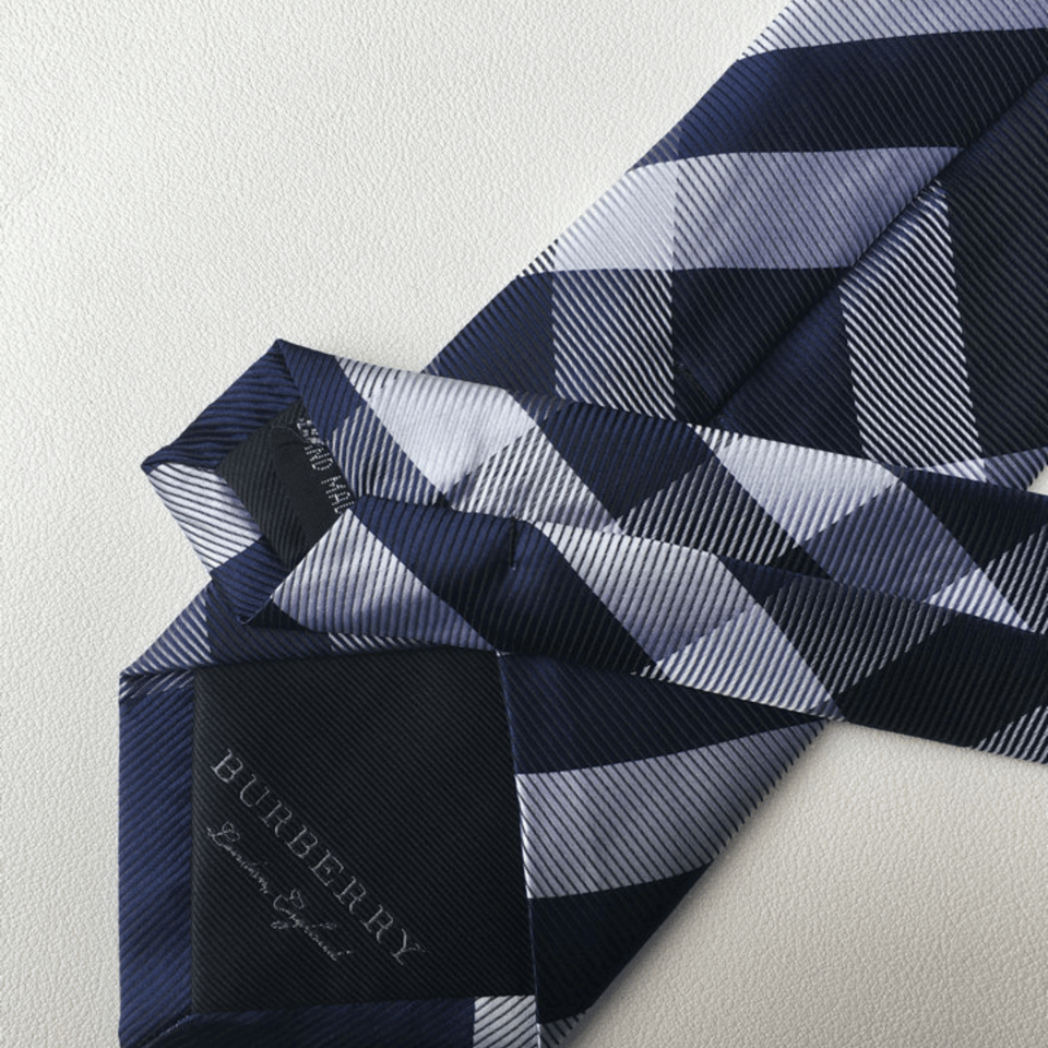 Burberry Navy Nova Check Silk Tie For Men view 4