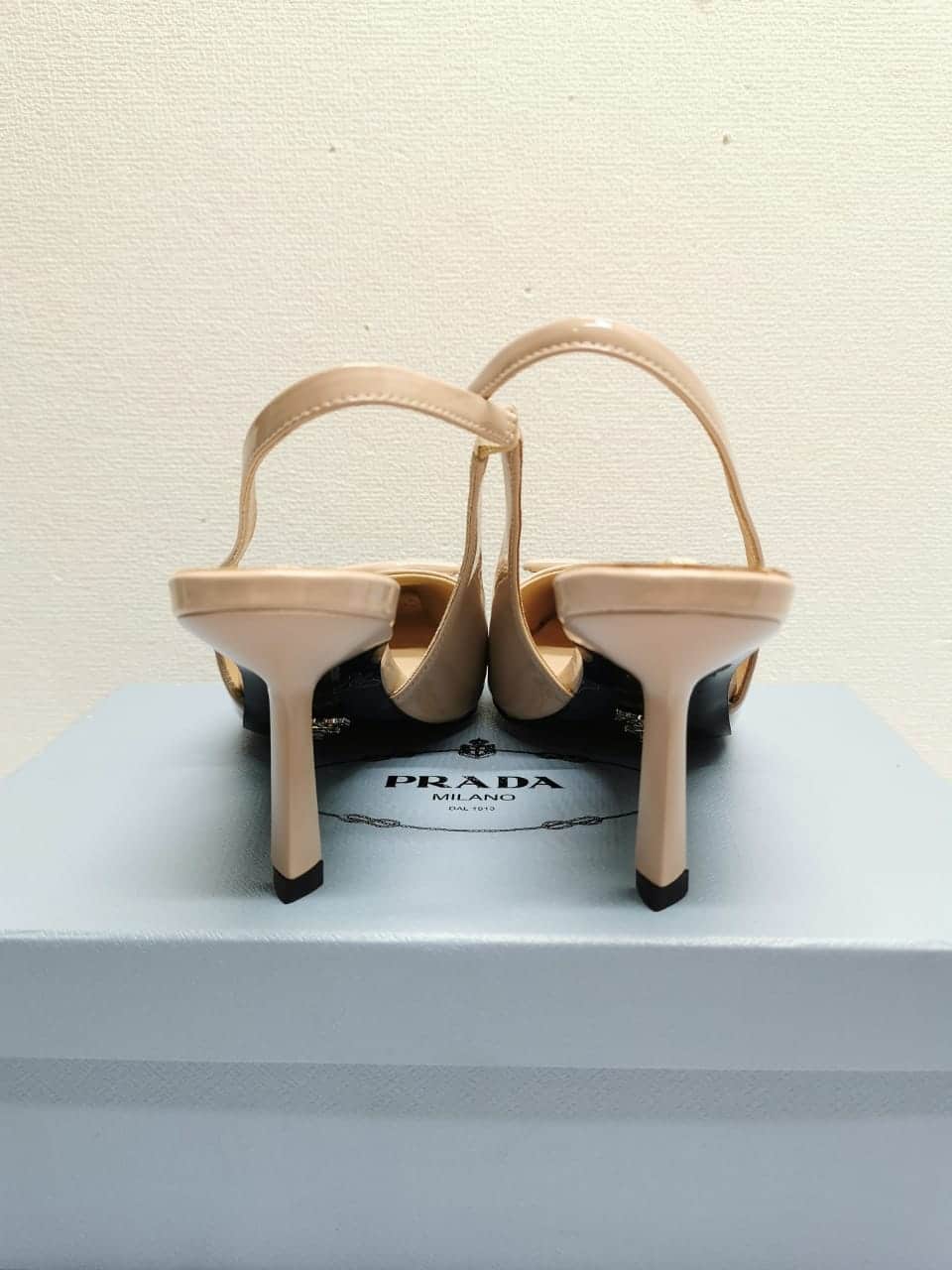 Prada Brushed Leather Slingback Pumps Beige Pink 1I901M055F0236F075 view 7