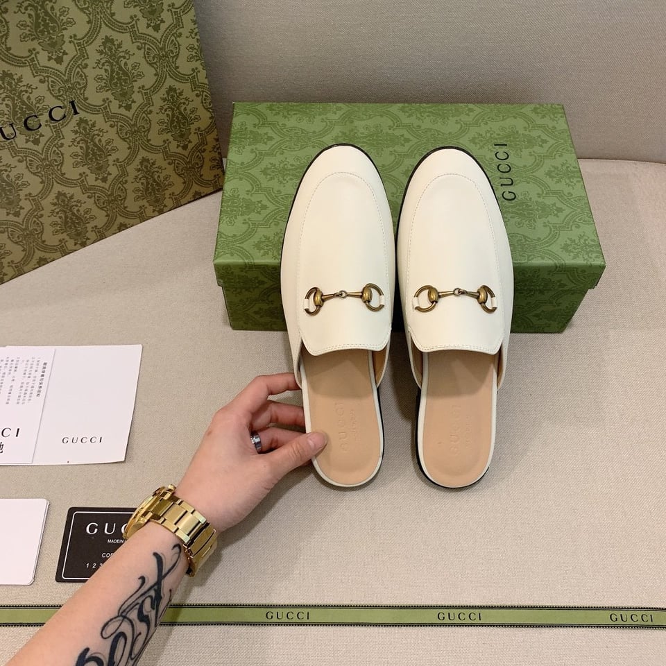 Gucci Princetown Leather Slipper White view 4