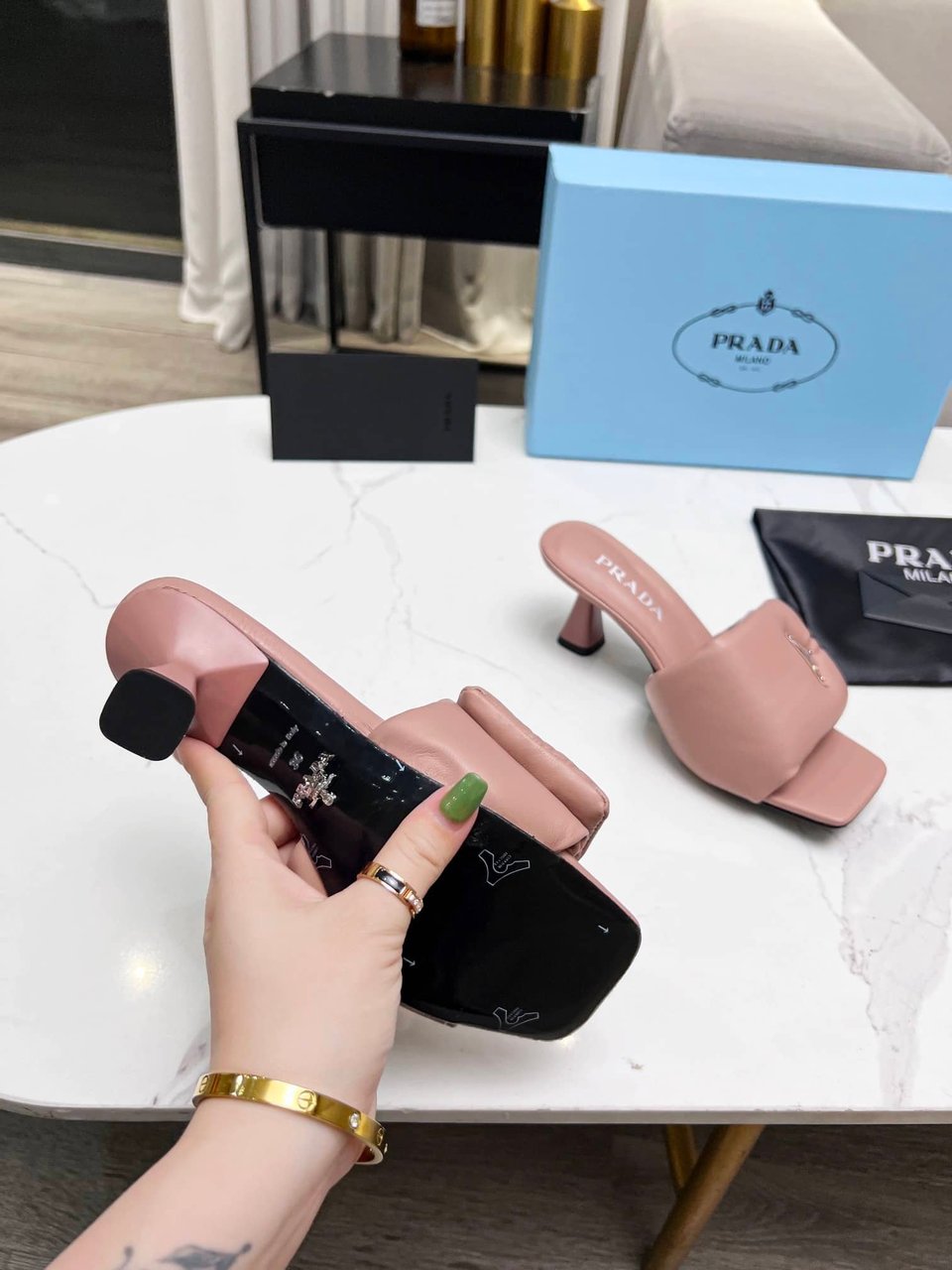 Prada Soft Padded Nappa Sandals Pink view 3