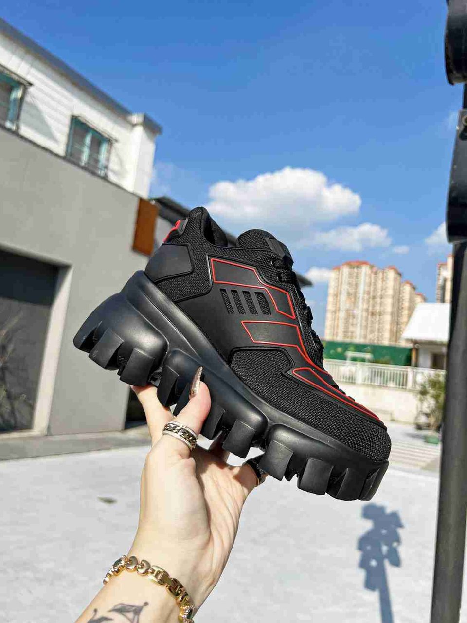 Prada Cloudbust Thunder Sneakers With Black And Red 2Eg2933Lgnf0002 view 7
