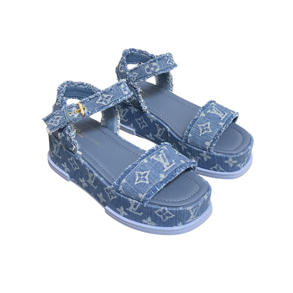 Louis Vuitton By The Pool Maya Flatform Sandal Blue view 2