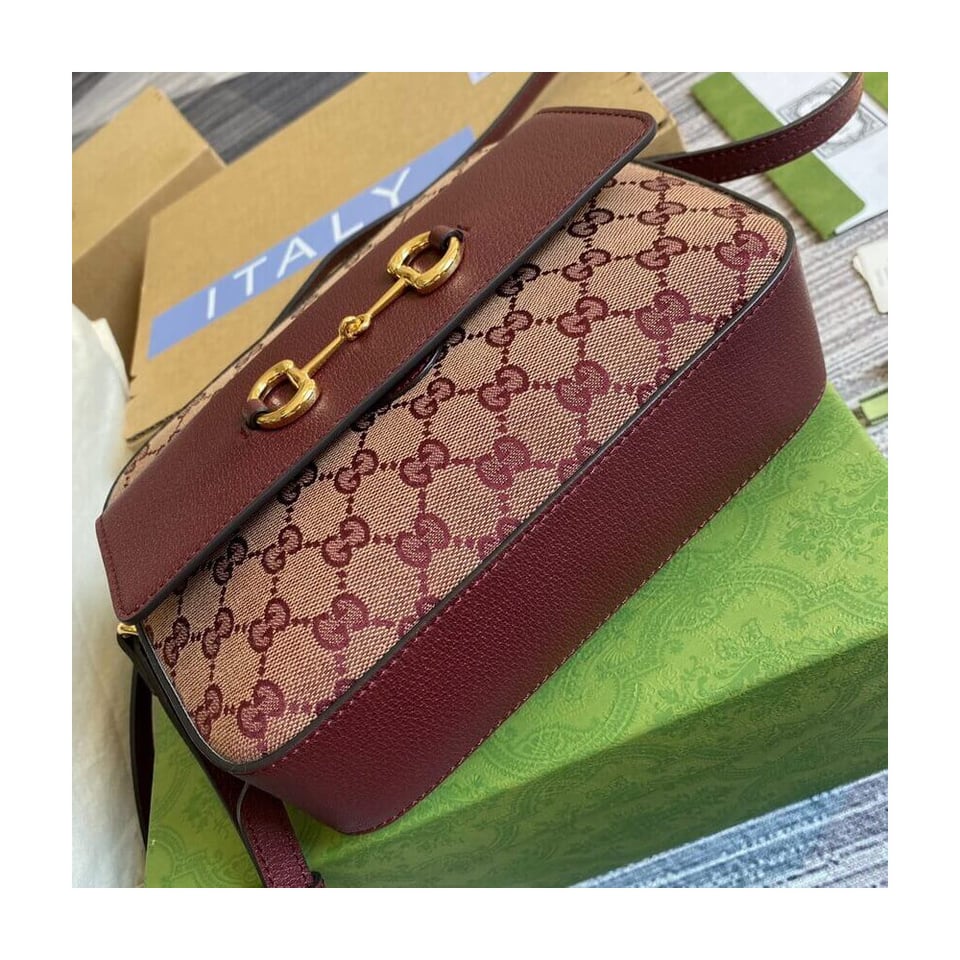 Gucci Horsebit 1955 Small Bag in Burgundy view 10