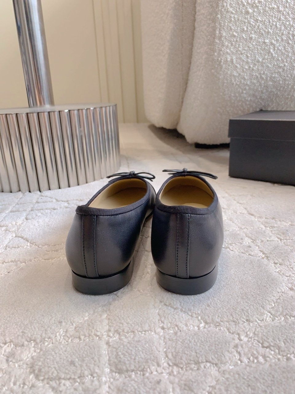 Chanel Cambon Leather Ballet Flats Black For Women view 7