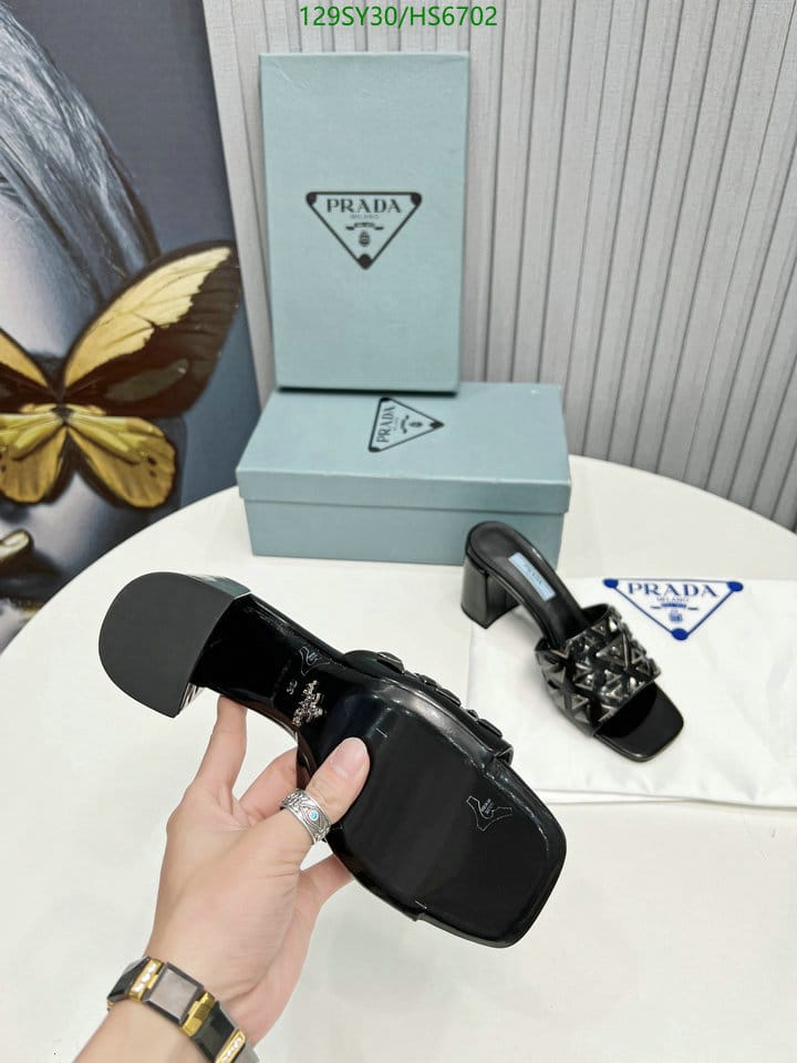 Prada Studded Metallic Leather Mules Black view 10