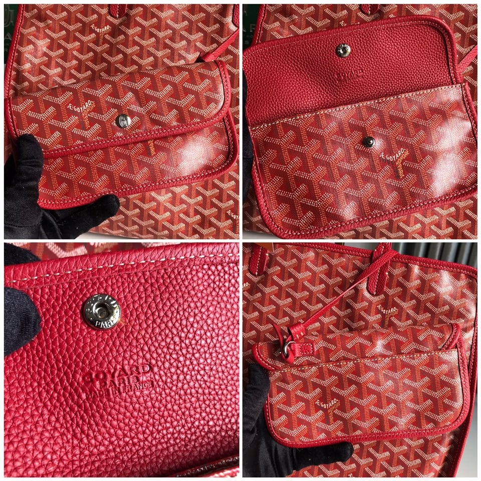 Goyard Hardy Pm Bag 40 Cm Red Goyardine Canvas And Taurillon Leather Trim view 8