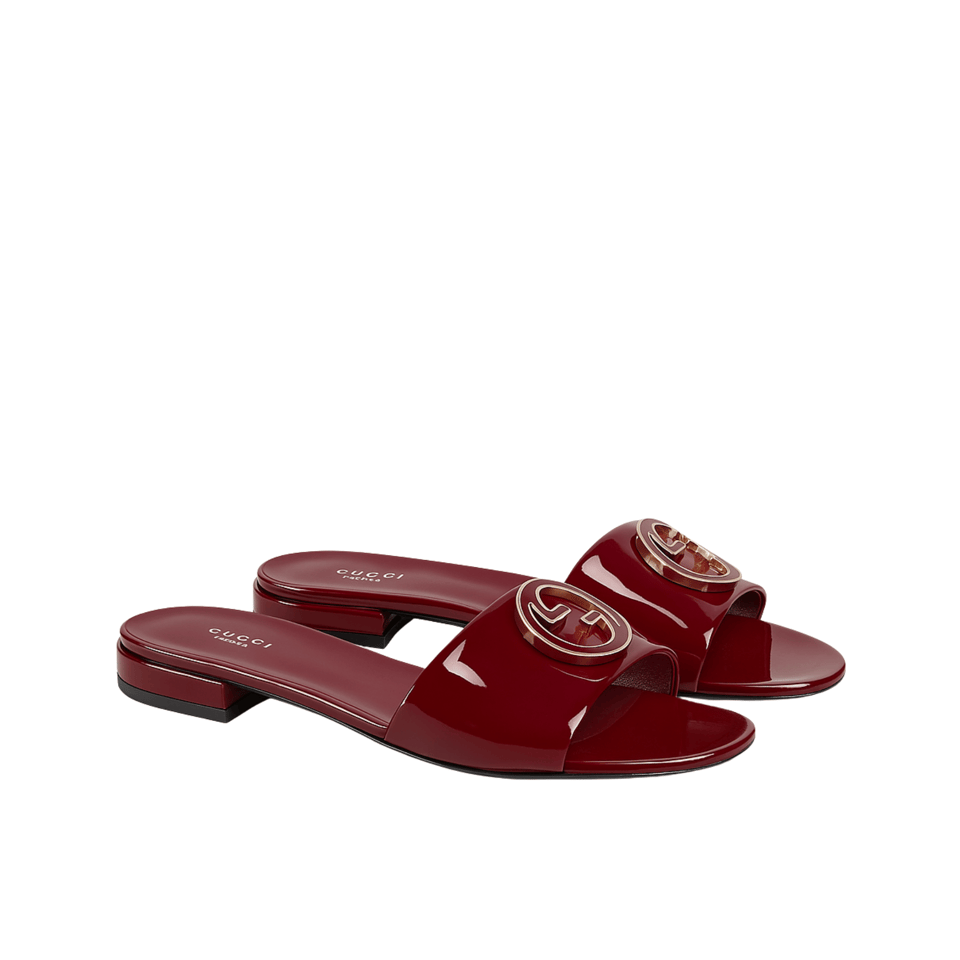 Gucci Women Round Interlocking G Sandal In Burgundy 820860 Bnc00 6207 view 2
