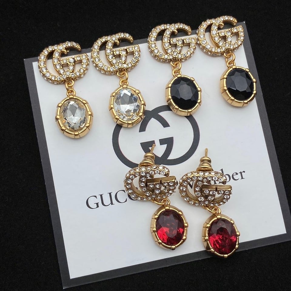 Gucci Gg Crystal Drop Earrings view 2
