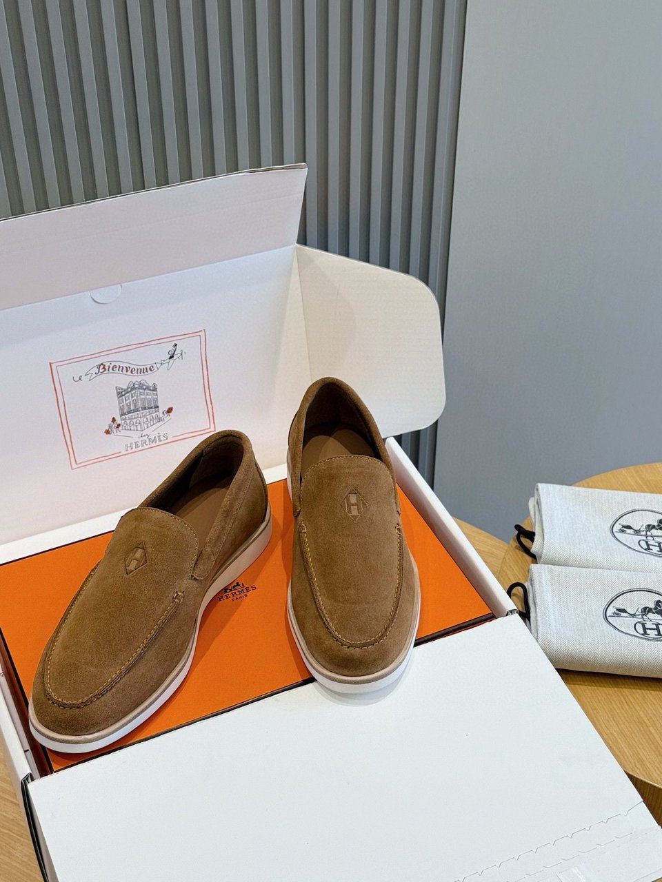 Hermès Brown Suede Loafers- Shoes for Men view 9