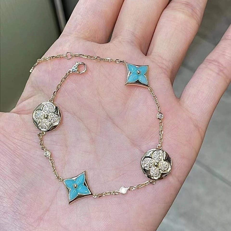 Louis Vuitton Color Blossom Bb Bracelet Gold Tone With Blue Q05979 view 5