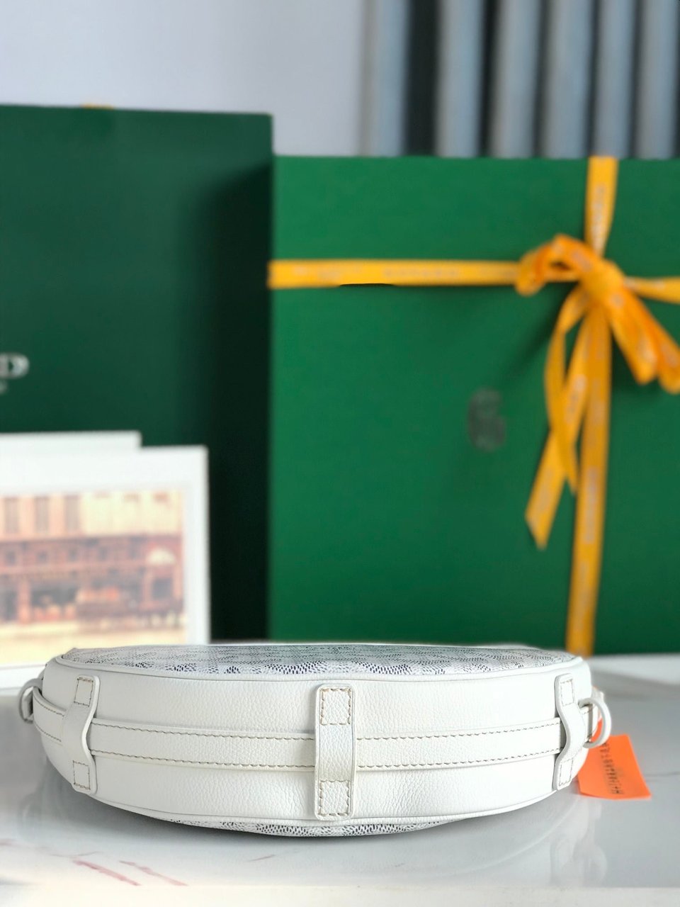 Goyard Hirondelle Bag 25 Cm White Lambskin And Goyardine Canvas view 6