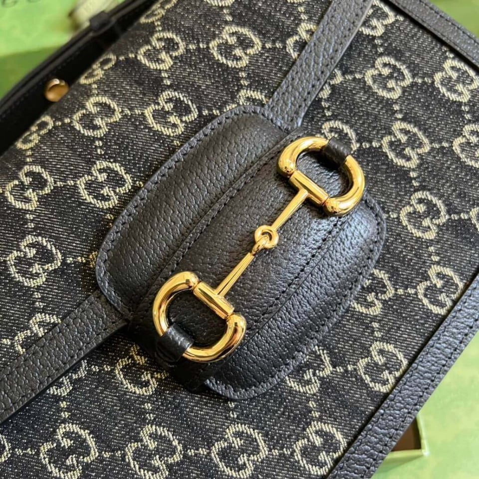 Gucci Horsebit 1955 Denim Shoulder Bag Black view 10